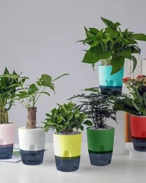 Self-Watering hydroponics Pots, for Home & Office Pot-18×15 cm (Pack of 3)