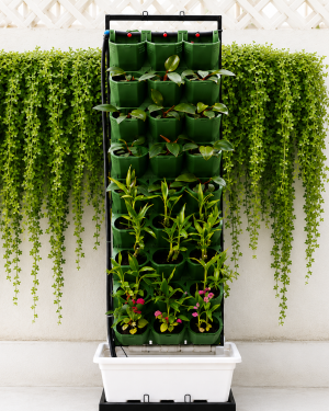 Hydroponics Vertical Wall Garden System -27-Planter | Iron Frame with Built-in Water Ideal for Indoor & Outdoor GardeningReservoir & Nutrient Flow
