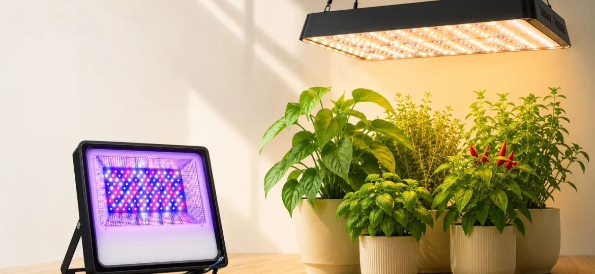 Comparison table of best plant grow lights in India 2025 for indoor plants, hydroponics, herbs, and vegetables.