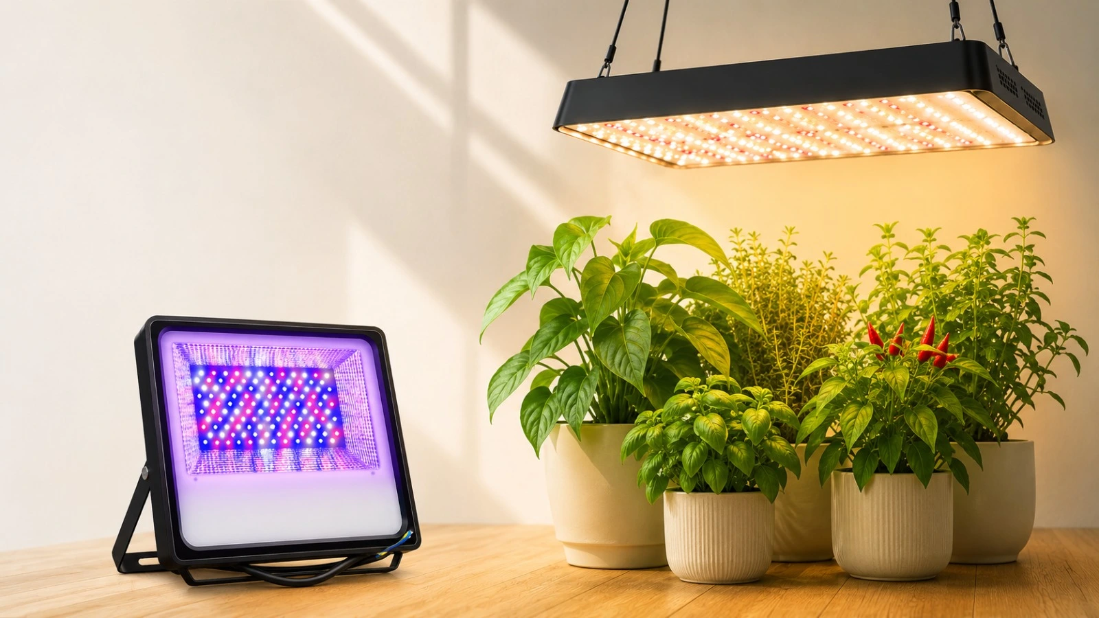 Comparison table of best plant grow lights in India 2025 for indoor plants, hydroponics, herbs, and vegetables.
