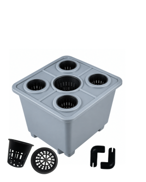 Hydroponics Dutch Bucket Kit with 2-Inch Net Cup, Elbow & Lid for Plant
