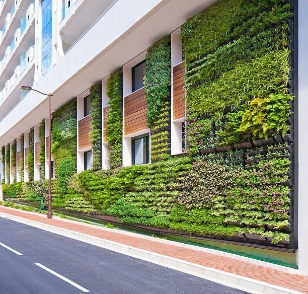 Green facade along a building street front