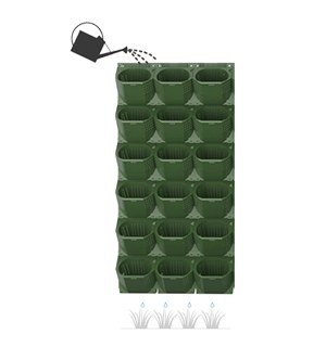 Wall panels watered by hand with a watering can