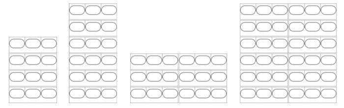 Layout examples: 12 pots, 18 pots tall, 18 pots wide and 36 pots