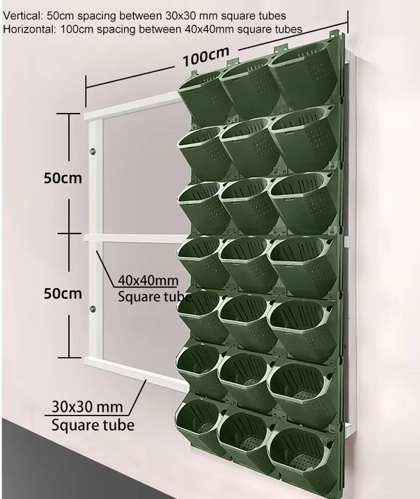 Support frame diagram with square tube spacing